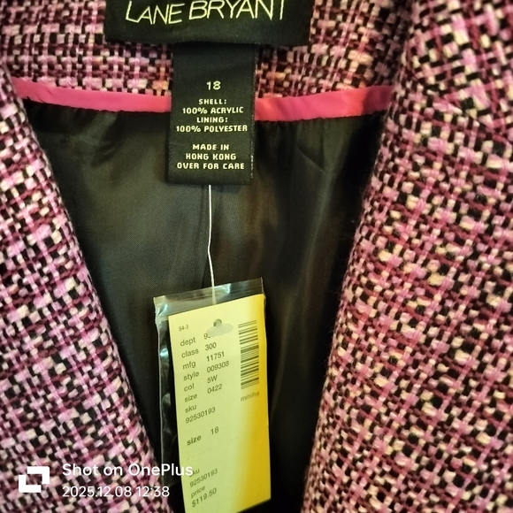 NWT Lane Bryant Pink/Black Tweed Classic, Country Chic, Academic Coat Size 18 - Picture 6 of 7
